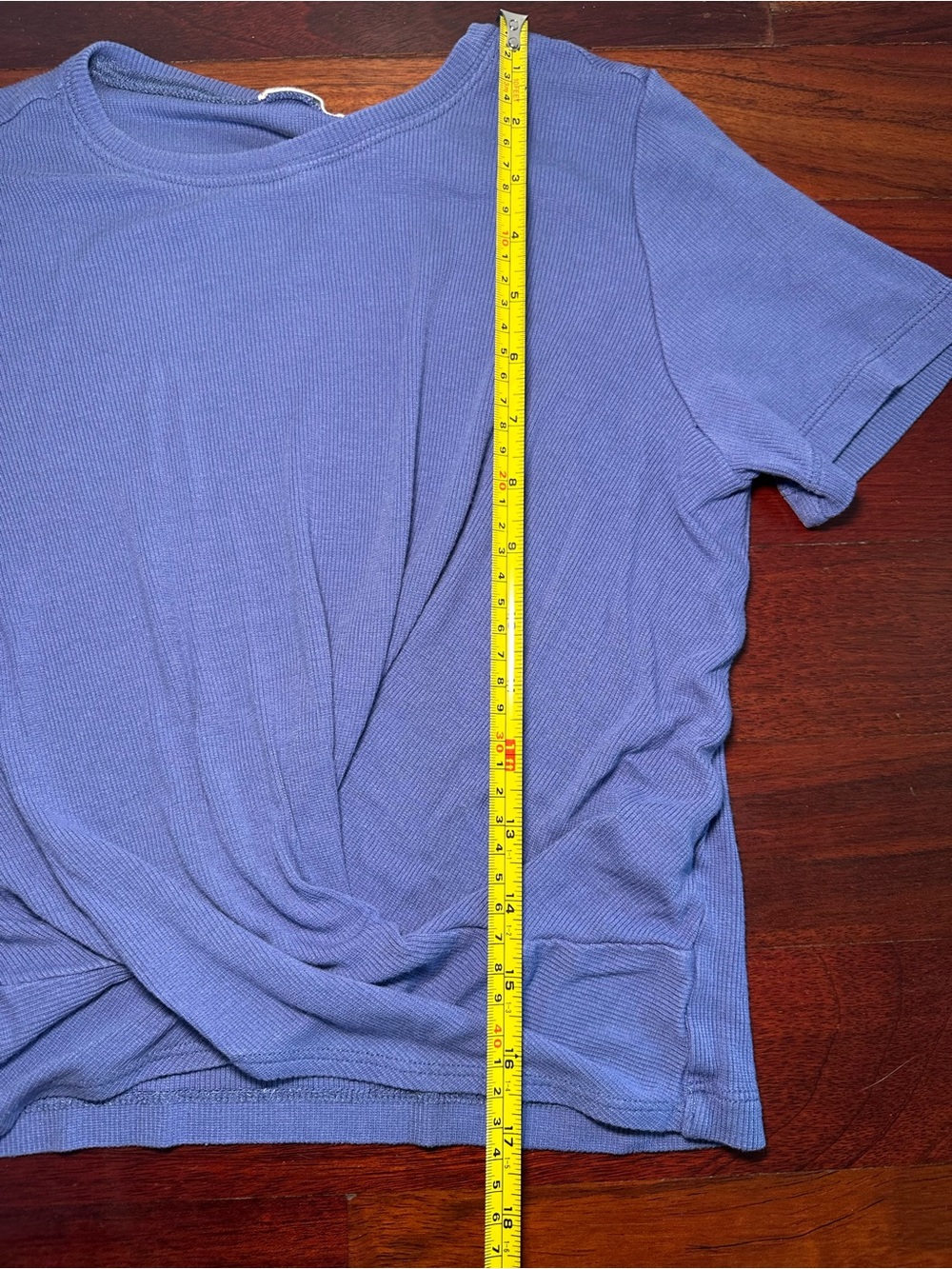 Marine Layer Periwinkle Ribbed Twist Front Crop Top XS Soft Short Sleeve Tee - Picture 7 of 7
